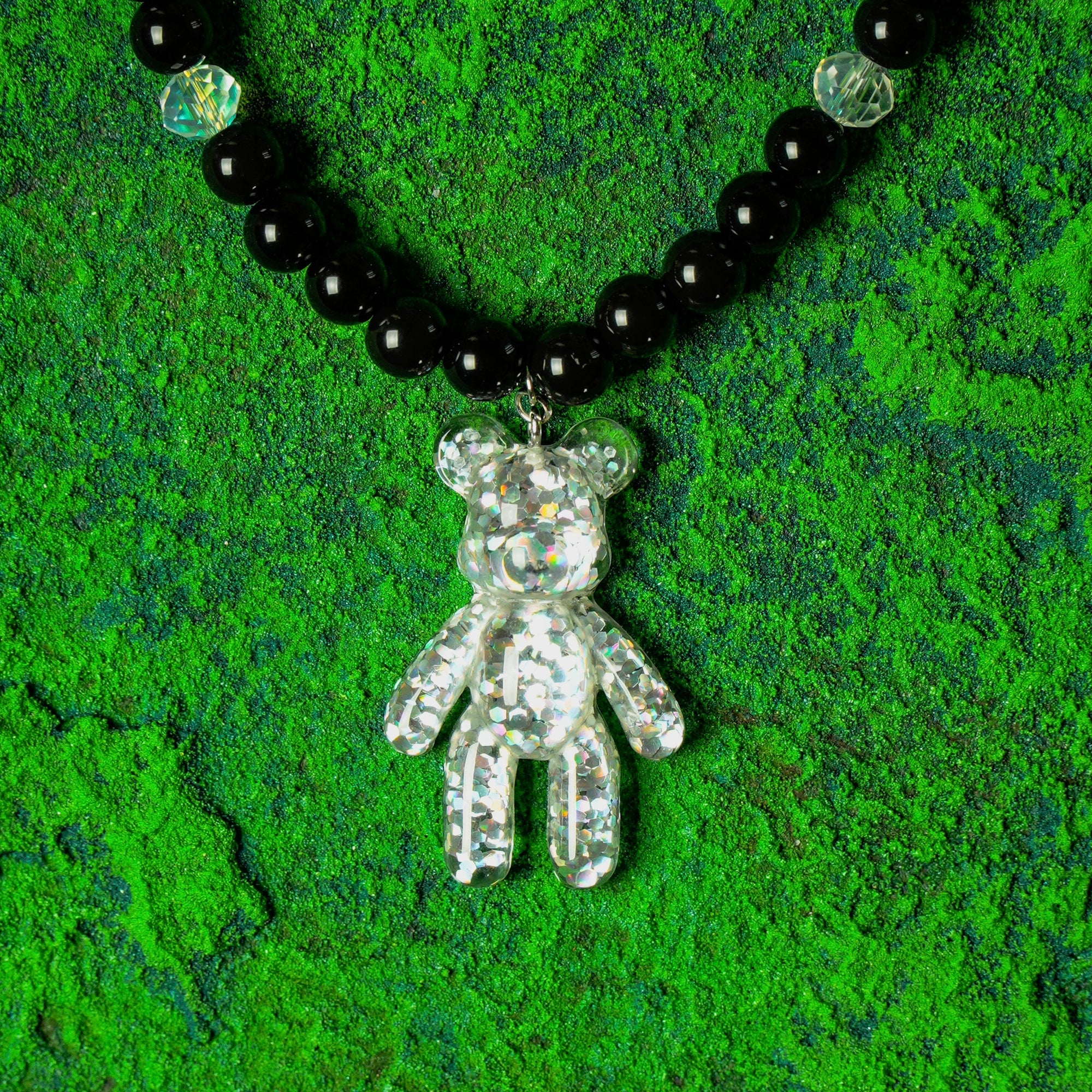 Naszyjnik Holo Bear With Black Beads